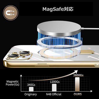 スマホケース MagSafe対応 iPhone ソフト ケース リング付き 耐衝撃 メッキ バンパー ストラップホール Eyemaq
