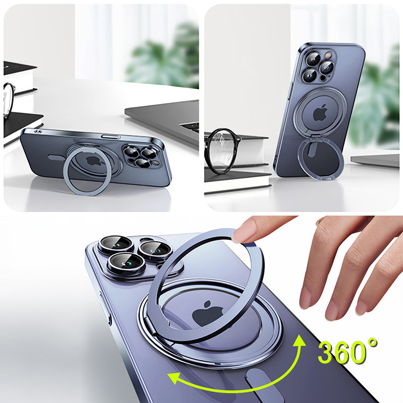 MagSafe対応 iPhone セミ ハード ケース リング付き 超薄型 メッキ バンパー ストラップホール スマホケース Eyemaq